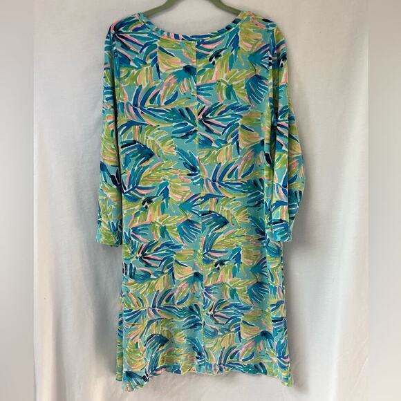 Lilly Pulitzer Blue/Green/Pink 3/4 Sleeve Shift Dress P - Picture 4 of 5